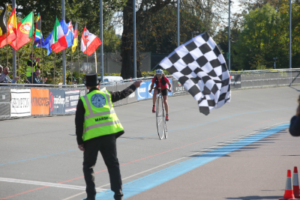 The greatest distance on a penny farthing in one hour (female